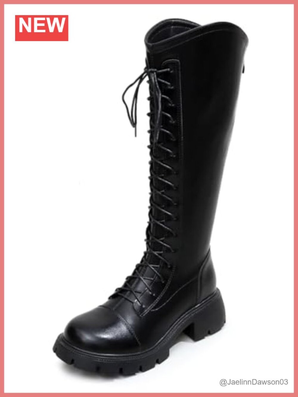Women's Knee High Fashion Boots with Back Zipper and Chunky Heel